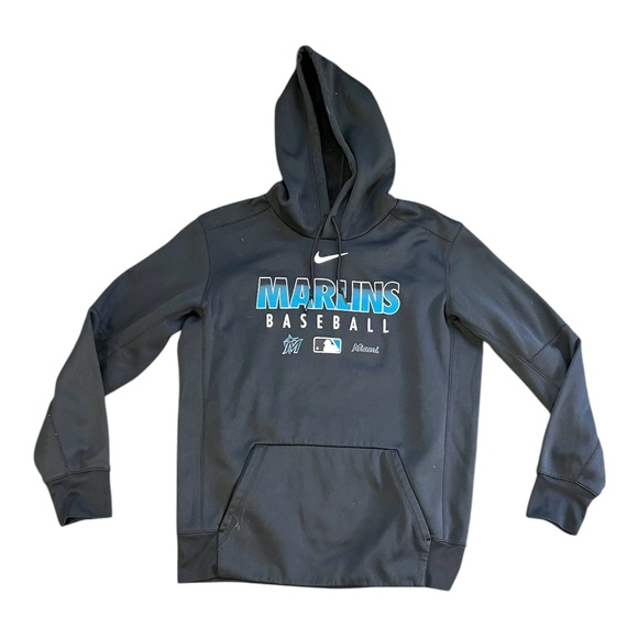 Nike Miami Marlins Hoodie Sweatshirt Thermal Fit Authentic Collection Sz Large - Picture 1 of 8